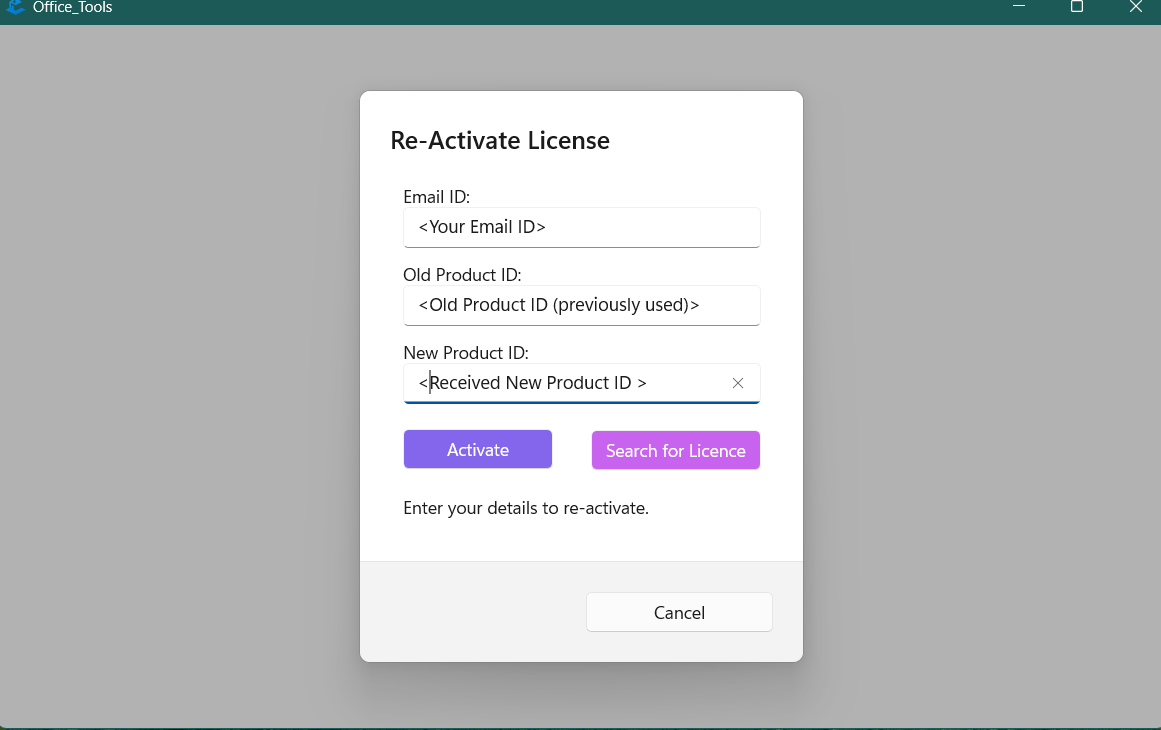 Re-Activate License Screenshot